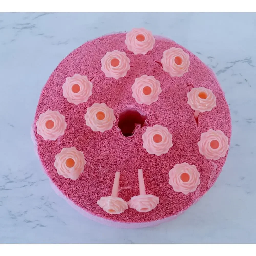 VTG Set of 14 Floral Rose Cake Toppers Candle Holders Retro MCM Birthday Decor